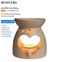 BESTCERA Offre Spéciale Cire Fondre Brûleur Coeur Blanc Céramique Photophore Bougeoir Brûleur À L'huile Essentielle