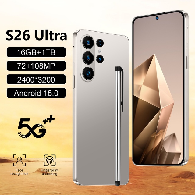 New Arrival S26 Ultra Smart Android Phone 5G 2026 16GB+1TB 7.3" HD Screen Android 15 Deca Core Global Market Mobile Phone
