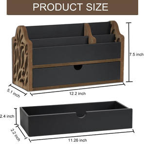 منظم ملفات خشبي أسود مفرغ بخمس فتحات للمكتب والبريد، رف تخزين خشبي للمدرسة والمنزل، الأكثر مبيعًا - Product Image 6