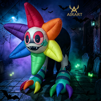 Nouveau style créatif d'Halloween : Monstre zombie tournesol gonflable pour exposition en parc ou sur pelouse, accessoire gonflable de personnage pour maison hantée