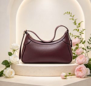 Sac à main pour femme en cuir véritable, bandoulière unique, poignée supérieure, fermeture éclair, rouge bordeaux, vintage, échantillon OEM ODM disponible - Product Image 5