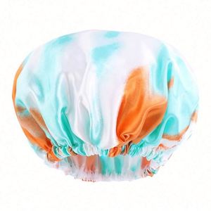 Bonnet de Douche Imperméable Double Couche Tie-Dye de Luxe pour Femme, Idéal pour Salon de Coiffure - Product Image 5