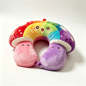 Mushroom <b>neck</b> pillow, rainbow U travel pillow fungi plush, cottagecore mushroom <b>cushion</b>, kids airplane <b>neck</b> rest - Product Image 1