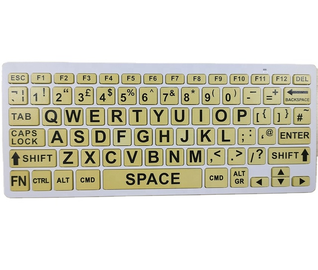 Custom Computer Keyboard Large Print Big Letters Wireless bluetooth Slim Keyboard Multi Languages Design for Old Elderly Perople