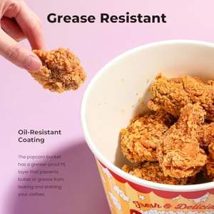 Cubo de palomitas personalizado al por mayor, cubeta de papel desechable para aperitivos, contenedor de alimentos de gran capacidad para proveedor de stands de cine - Product Image 3