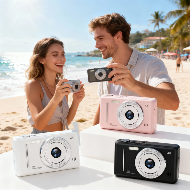 4K CCD Retro Portable Digital Camera 50 Million Pixels Dual Flash Auto Focus Intelligent Anti-Shaking MicroSD 7.1x-16x Optical