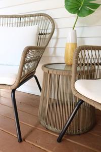 Ensemble de bistrot en osier 3 pièces, ensemble de Patio de jardin, ensemble de chat en rotin, meubles d'extérieur avec coussins, emballage de commande postale, serpillière <span class=keywords><strong>KD</strong></span> - Product Image 3