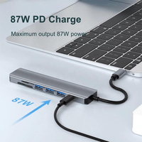 Base de Conexión Multipuerto Tipo C 7 en 1 de Alta Calidad, Hub USB C con Puertos HDMI 4K y USB 3.0, Adaptador Multifunción para Laptop y PC