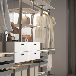 Cooper Open Wardrobe <b>Shelf</b> Floor To Ceiling Standing Type Clothing Organizer Stainless Steel Rectangle <b>Bedroom</b> Storage Rack - Product Image 1