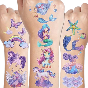 Glitter scintillante per bambini tatuaggi temporanei da <span class=keywords><strong>sirena</strong></span> per feste di compleanno bomboniere per ragazze forniture per feste per bambini - Product Image 1