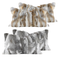 Housse de coussin en fourrure de lapin 45x45cm, luxueuse et douce, avec fermeture éclair discrète, pour canapé, chambre à coucher, coussin décoratif confortable