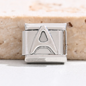 Silver Stainless Steel Letter Bracelet DIY Modular Charm Set Unisex Gift Jewelry - Product Image 2