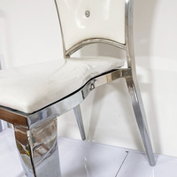 Chaise de salle à manger sans accoudoirs de style français de luxe, avec dossier en tissu et finition électroplaquée, idéale pour hôtels, mariages, banquets et dîners du soir