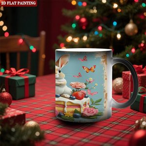 Mug à café pour la pause déjeuner quotidienne, noir givré, 11 oz, en céramique, tasse magique changeante de couleur - Product Image 2
