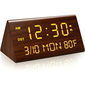 Nightstand Living Room Morning Standing Smart Base Big Desktop Triangle Shaped Desk Table Wood Led <b>Digital</b> Electric Alarm <b>Clock</b> - Product Image 1
