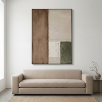 Peinture à l'huile sur toile 100% faite à la main, multi-texturée, blocs de couleur, art abstrait nordique, cadre fin, taille personnalisable, villa de luxe