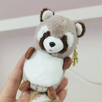 Porte-clés en peluche de raton laveur, mini pendentif moelleux pour sac à dos, vente chaude