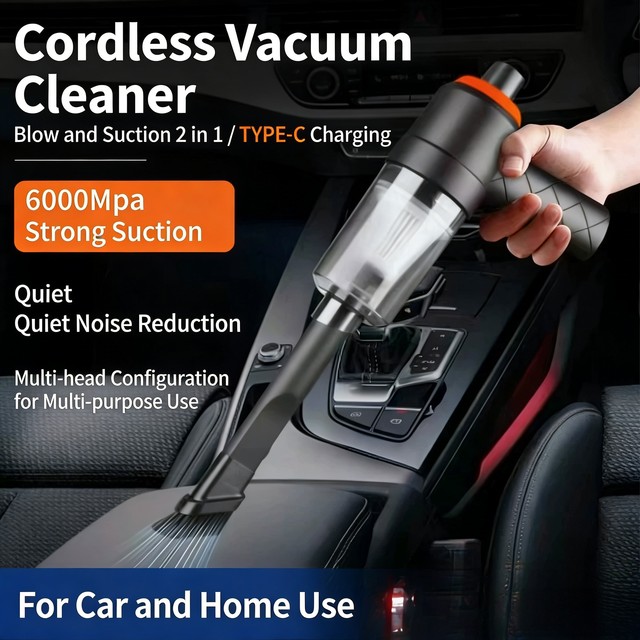 Portable Cordless Handheld ABS Plastic Car Vacuum Cleaner Black USB Rechargeable Home Outdoor Garage