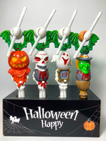 Baguette lumineuse LED d'Halloween avec musique, rotative à 360 degrés, et hélice de chauve-souris clignotante, idéale comme cadeau de fête pour enfants