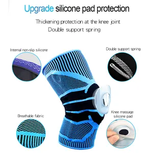 Knitting Compression Knee Brace Sleeve With Spring Support And Silica Gel Pad