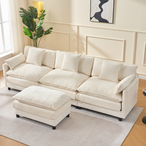 Canapé modulaire en forme <span class=keywords><strong>de</strong></span> L <span class=keywords><strong>de</strong></span> 108 pouces, <span class=keywords><strong>3</strong></span>+1 places, canapé nuage moderne avec ottoman pour salon, chambre et appartement - Product Image 2