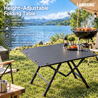 Table pliante en acier au carbone avec logo personnalisé en gros pour barbecue et camping, hauteur réglable de 42 à 51 cm