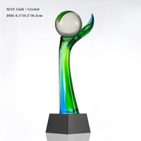 Trophée en cristal de pâte de verre écologique en forme d'arbre à feuilles vertes, nouveau design, avec logo personnalisé pour la reconnaissance académique