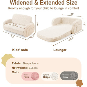 Giving Tree <b>Kids</b> Folding <b>Sofa</b> Cream Color 2 Year And Above Foldable Baby <b>Sofa</b> For Children's Room - Product Image 5