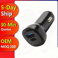 Cargador de Coche Móvil de 65W, Cargador Rápido para Vehículos Eléctricos, PD65W USB C, Carga Rápida, 2 Puertos, Cargador de Teléfono, Enchufe Universal