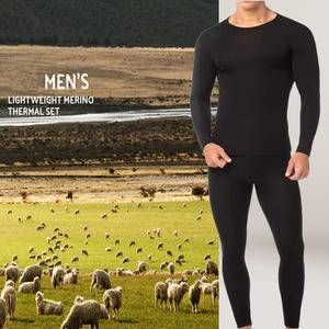 Ensemble de sous-vêtements thermiques 100 % laine mérinos légère pour homme, doublé polaire, haut et bas, pour l'hiver, vêtements de sport, couche de base - Product Image 2