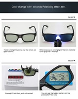 Cambio de color inteligente Lentes de moda Conducción TR90 Marco Lente de vidrio templado Gafas de sol fotocromáticas Chip de computadora Gafas de sol