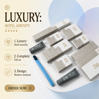 Ensemble de fournitures hôtelières de luxe personnalisées : Kit de voyage avec brosse à dents, kit de rasage, bonnet de douche, kit de shampoing hydratant, kit hôtelier jetable