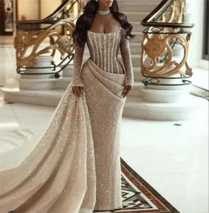 S0705L 2026 nouvelle mode paillettes or une épaule sirène queue de poisson robe de mariée Sexy - Product Image 1