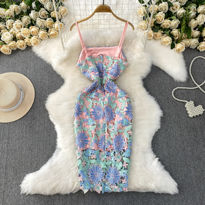 Elegante abito a canotta in pizzo traforato <span class=keywords><strong>da</strong></span> <span class=keywords><strong>donna</strong></span> a vita alta Slim Fit abito lungo lungo abito <span class=keywords><strong>da</strong></span> sposa per le vacanze - Product Image 3