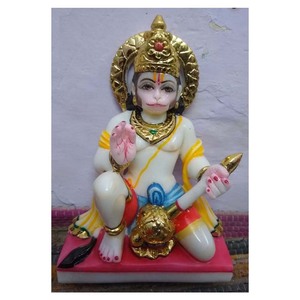 Handmade Marble God Hanuman Sitting Idol - Product Image 1