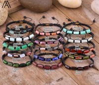 Perles de pépite de tourmaline noire naturelle nouées à la main Bracelet tissé femmes perles de pierre Bracelet de tresse réglable N0456AMI