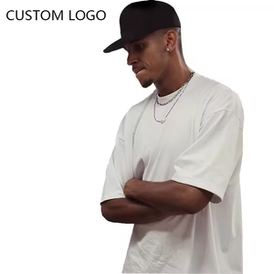 T-shirt Homme Streetwear Oversize en Coton Tissé 100% Coton, Col Épais Uni, Impression Personnalisée Sérigraphiée, Style Hip Hop - Product Image 1