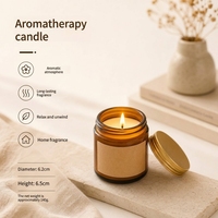 Bougie parfumée artisanale en cire de soja dans un bocal en verre ambré, minimaliste, rétro, aromathérapie pour la maison, la chambre, le yoga, cadeau, vente en gros