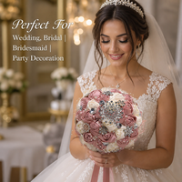Luxe bruidsboeket met strass parel kristallen versiering meerkleurige handbloem huwelijksceremonie feestdecoratie