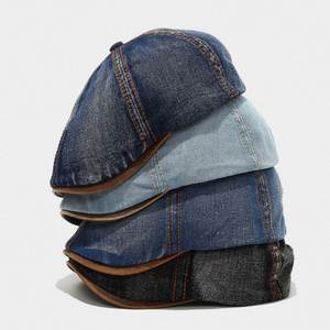 Nouvelle Arrivée 2025 – Casquette Gavroche en Jean Délavé Tendance pour Femme et Homme, Chapeau Béret Rétro Décontracté d'Extérieur avec Visière en Cuir PU - Product Image 1