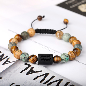 Braccialetto dell'Amicizia in Pietra Naturale Intrecciata <span class=keywords><strong>con</strong></span> 12 Segni Zodiacali e Perline in Agata per Donne e Uomini - Product Image 5