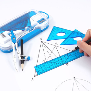 Foska văn phòng phẩm và trường học Nguồn cung cấp đa màu thước đo góc Class kim loại la bàn Divider 8 cái hộp hình học cho lớp Toán - Product Image 6