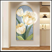 Decoración de Pared LED con Cristales en Forma de Tulipán, Arte Botánico Vertical con Luz para Sala de Estar, Recepción, Nicho, Boutique, Interiores de Hotel