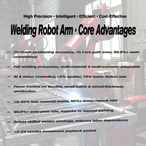 Bras de robot de soudage industriel à 6 axes, moteur PLC, longueur de bras de 1500 mm, précision de 0,05 mm pour le soudage automatique MIG/TIG des métaux - Product Image 4