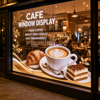 Écran LED transparent personnalisé en verre pour vitrine de café