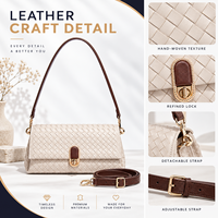 Sacs à bandoulière pour femmes en cuir PU tressé, sac à rabat, sac à main bandoulière, petit sac carré, logo personnalisé, vente en gros