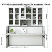 Lit mural moderne Queen-Size Murphy, réglable, avec panneaux en bois, pliable, élégant en chêne pour chambre à coucher