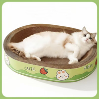 Griffoir ovale pour chat et lit pour chat qui ne laisse pas de peluches