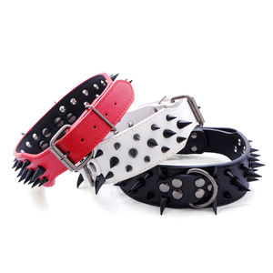 ビッグドッグレザーカラーとリードリーシュセットプロングコーンコンバットスパイクワイドペット用 - Product Image 1