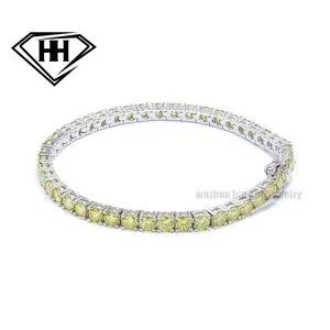 Mossanite Jewelry Luxury Tennis Chain s925 Silver Tester Pass 5mm Round Cut VVS1 Clarity Fancy Yellow Moissanite Tennis Bracelet